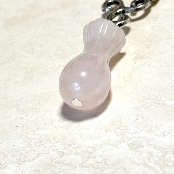 2/$20, Natural Rose Quartz Flower Bud Necklace, Genuine Gemstone Cord Necklace - Picture 6 of 12